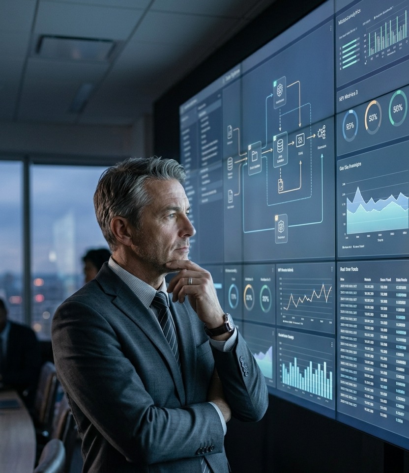 A DataGravity practitioner reviewing a real-time analytics dashboard